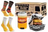 Food truck socks box burger beer 3 pairs