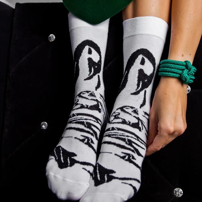 Black-White Animals Socks Box Penguin Orca