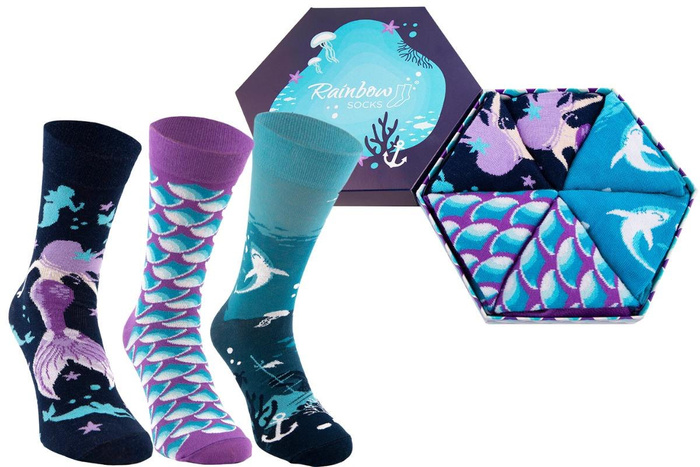 Mermaid socks box 3 pairs