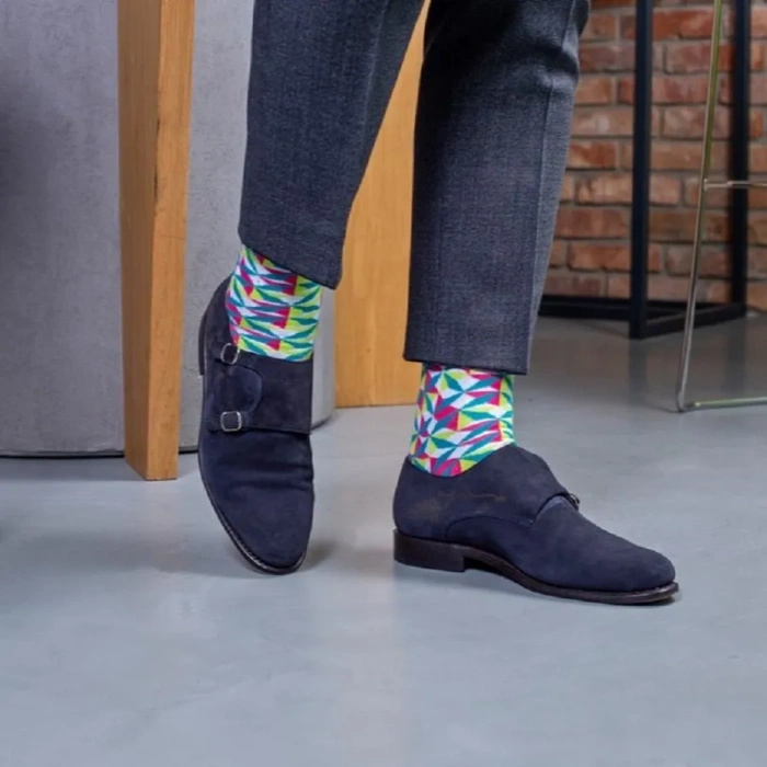 Pink-Green Geometric Socks