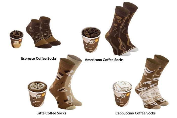 Coffee socks to go 4 pairs