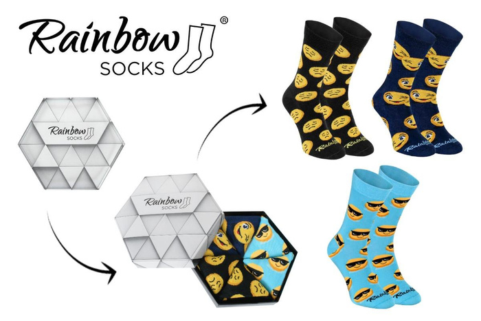 Emoji socks box black blue dark blue 3 pairs