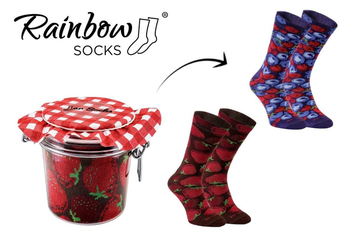 Jar socks strawberries blueberries 2 pairs