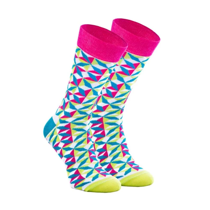 Pink-Green Geometric Socks