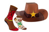 Wild West Cowboy Hat Socks Box 2 Pairs