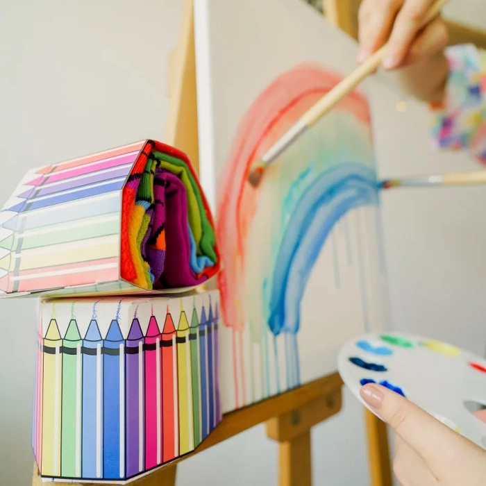 Crayon Rainbow Socks Box