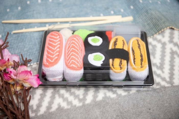 Children’s Sushi Socks Box 3 Pairs: Tamago, Salmon, Cucumber Maki