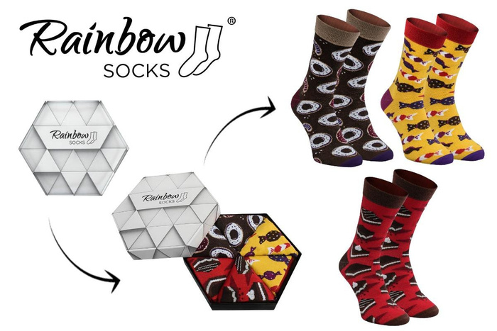 Sweet socks box donuts candies brownie 3 pairs