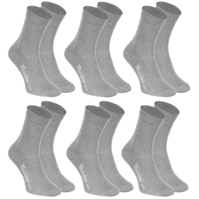 Gray Long Cotton Crew Socks for Men 6 Pairs