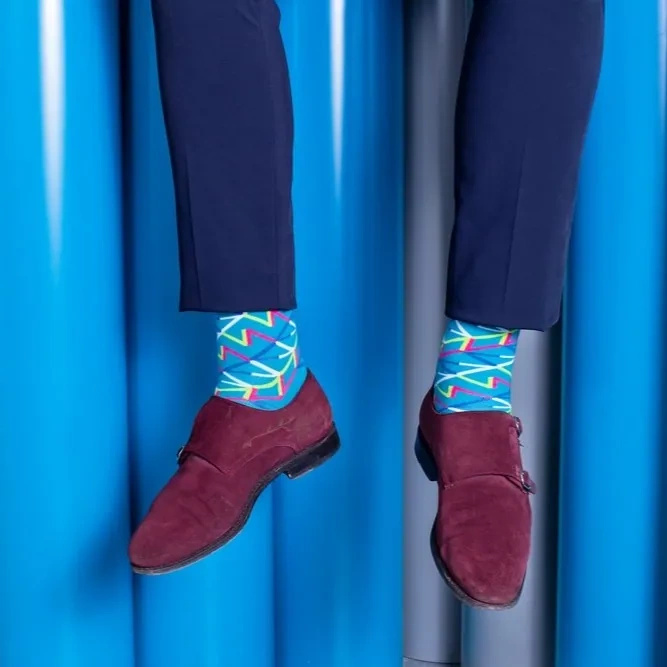 Blue Geometric Socks