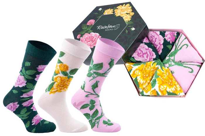 Flower socks box 3 pairs