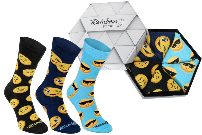 Emoji socks box black blue dark blue 3 pairs