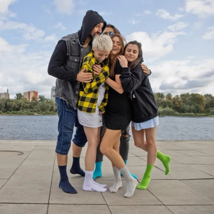 Gray Long Cotton Crew Socks for Men 6 Pairs