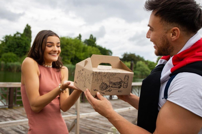 Meal socks box burger fries beer 5 pairs