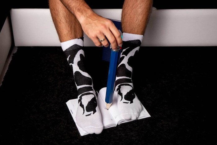 Black and white cotton socks cow 1 pair