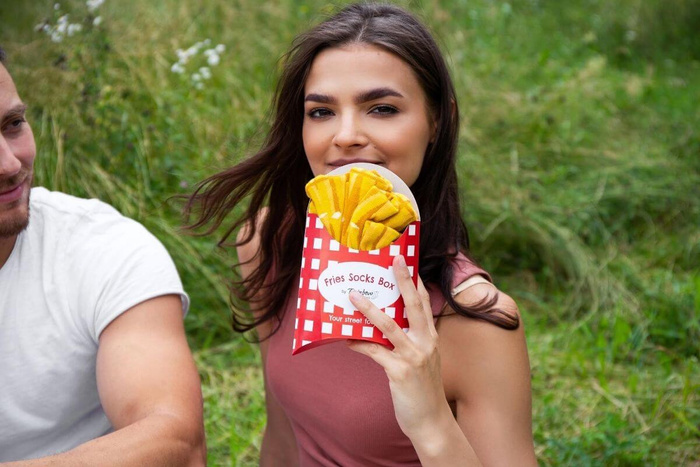 Meal socks box burger fries beer 5 pairs