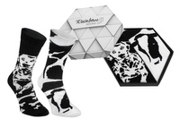 Black & white animals socks box cow dog 2 pairs