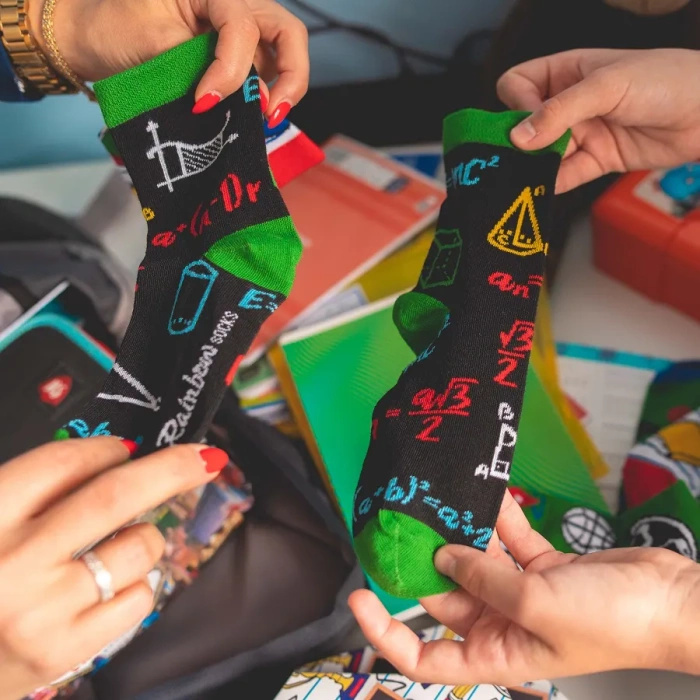 Back to School Socks for Children Maths Geography Literature