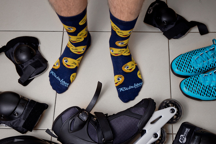 Emoji socks box black blue dark blue 3 pairs