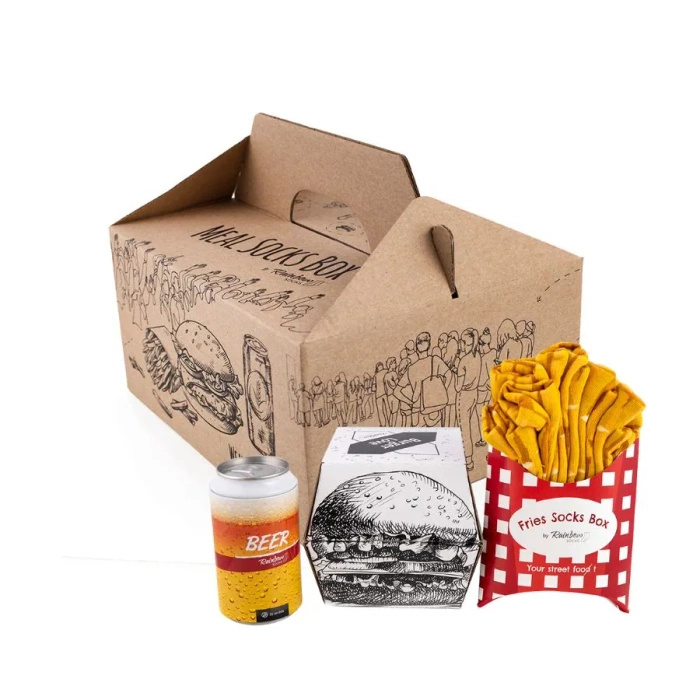 Meal Socks Box Burger Fries Beer