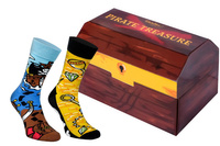 Pirate treasure chest socks box 2 pairs