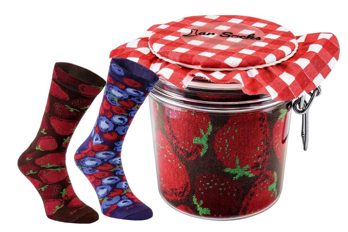 Jar socks strawberries blueberries 2 pairs