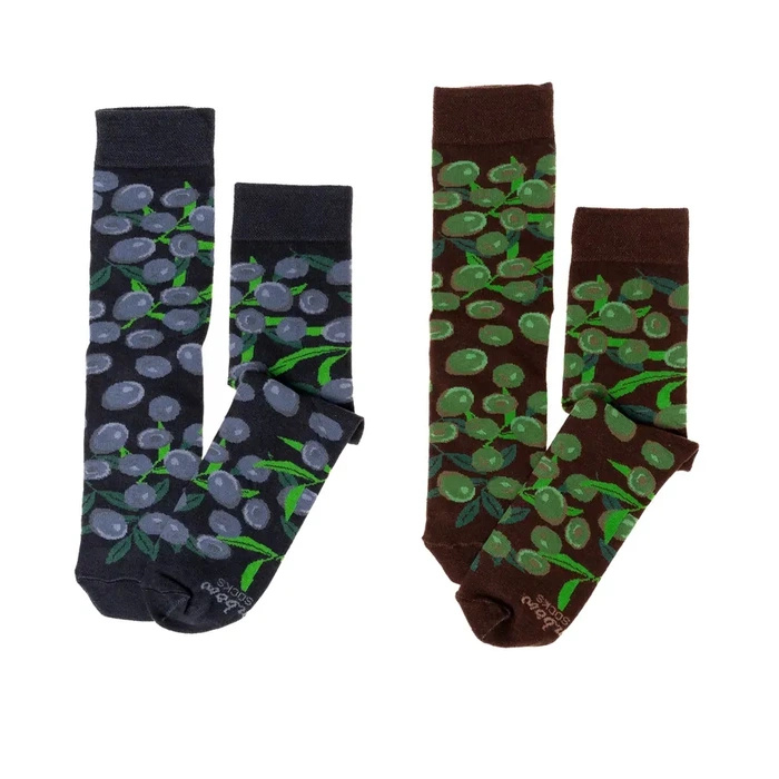 Jar socks black green olives 2 pairs