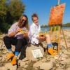 Painting on Easel Socks Box