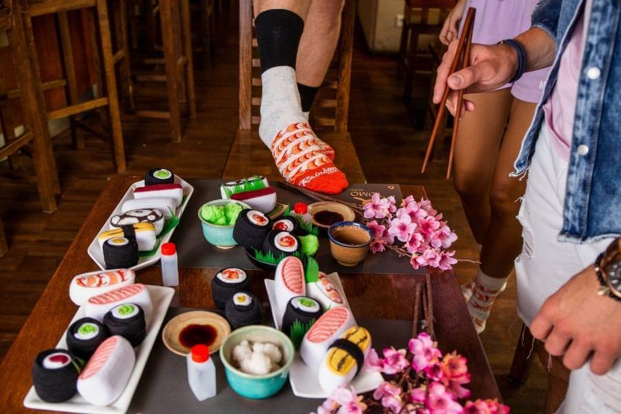 Rainbow Sushi Socks Box - real sushi feast.